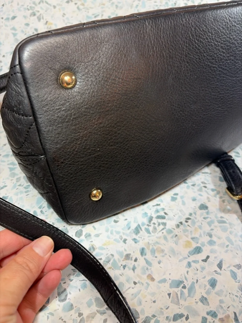 Vera Bradley Black Quilted Satchel with Floral Lining - Picture 10 of 11